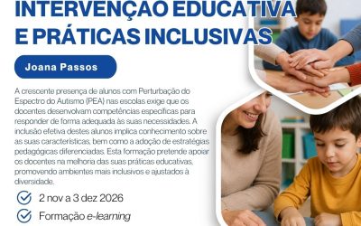 PERTURBAÇÃO DO ESPECTRO DO AUTISMO: INTERVENÇÃO EDUCATIVA E PRÁTICAS INCLUSIVAS – 2 nov a 3 dez 2026
